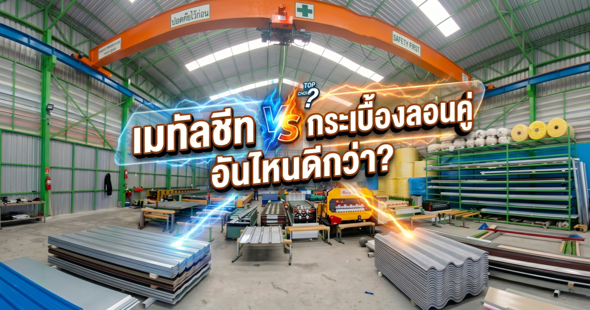 เมทัลชีท vs กระเบื้องลอนคู่ อันไหนดีกว่า?